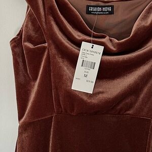 Fashion Nova Chocolate Velvet Midi Dress